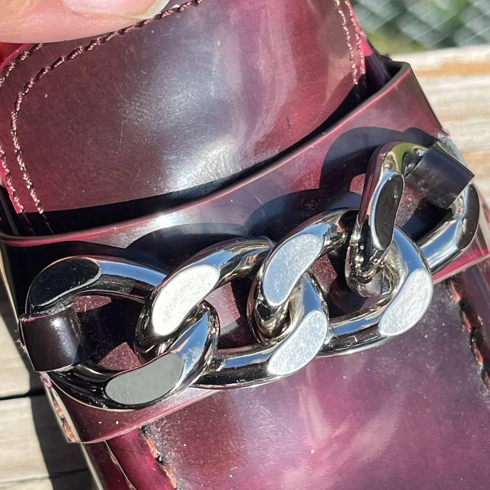 Jeffrey Campbell Burgundy Loafers with Chain Detail - Picture 9 of 9